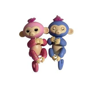 2 Fingerlings Blue & Pink Monkey Interactive Talking Animal Baby